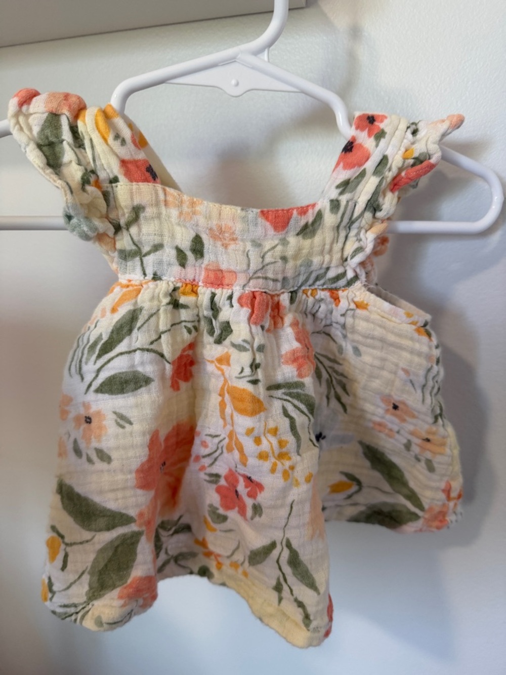 Angel Dear Baby Floral Sundress in Cream and Coral Size 3-6 Months